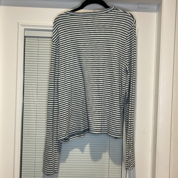 Madewell Ivory and Blue Striped Long Sleeve Shirt - Picture 6 of 8